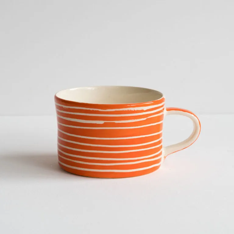 Sgraffito Striped Ceramic Mug