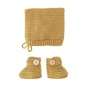 Turmeric | Crochet Bonnet & Bootie Set