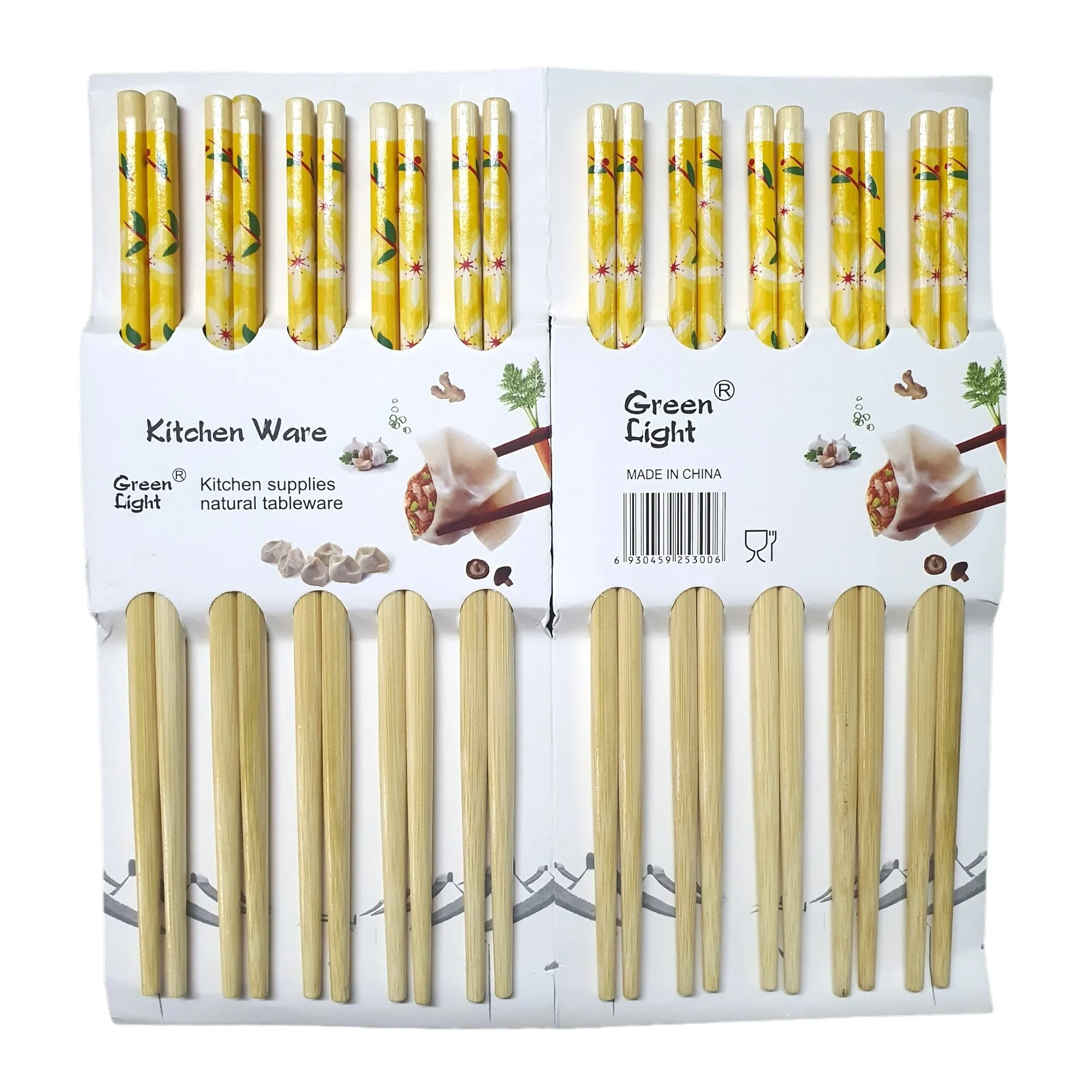 Wooden Bamboo Chopsticks - Yellow